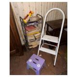 Step Stools, Cart w/ Books