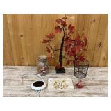 LED Light Up Tree, Candle Warmer, Basket