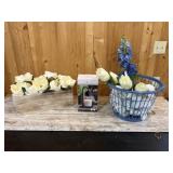Candle Warmer, Wooden Flower Box and Basket of
