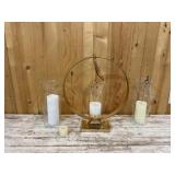 Gold Candle Ring and Hurricane Globes
