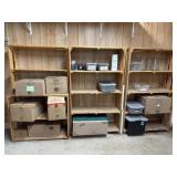 (3) Wooden Shelving Units w/ Contents