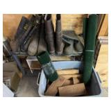 Rubber Tote with Wood Pieces, rubber Boots shelf