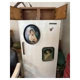 General electric freezer and wood cabinet
