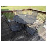 Black Metal Patio Table and Chairs with umbrella