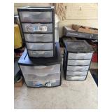 Plastic storage bins and contents