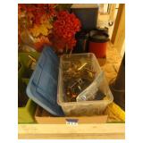 plastic tote full of hardware