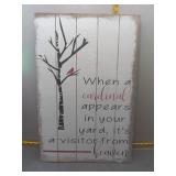 Rustic wooden siggn cardinal visitor from heaven q