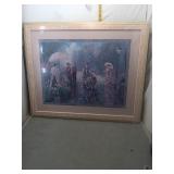 Framed vintage scene artwork with elegant frame