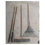 Yard lot with leaf, break, pushroom and post hole