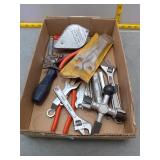 Chalk line, wrenches, miscellaneous tools