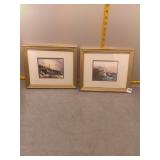 Frame lighthouse coastal print wall art pair