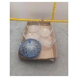 Vintage Glassware Lot: Covered Dish & Serving Bowl