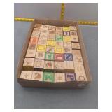 Large lot wooden alphabet learning blocks, educati