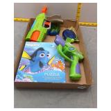Nerf style gun, puzzle, buzz light year gun,o2...