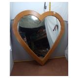 Heart-Shaped Wooden Mirror