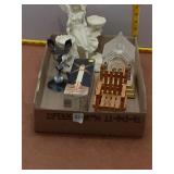 Assorted Decorative Items: Angel Statue, Church, C
