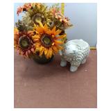 Sunflower Bouquet & Sheep Planter