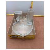 Vintave Pressed glass serving set with full glasse