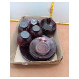 Vintage red Glass dish wear lot