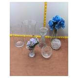 Glass Vase & Crystal Assortment with Artificial Fl