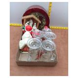 Assorted Christmas Figurines & Candle Holders