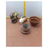Vintage Planter Lot - Squirrel, Rabbit, and Terrac