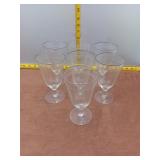 Vintage Etched Glass Wine Goblets - Set of 7