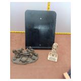 Vintage Home Decor Lot - Black Display Stand, Squi