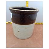 Vintage Two-Tone Stoneware Crock - Brown and Tan G