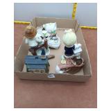 Charming 7-Piece Vintage Ceramic Figurine and Trin