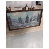 Vintage Lembke Mountain Landscape Framed Painting