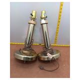 Pair of Mid-Century Style Polished Brass and Wood