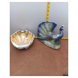 Vintage Ceramic Decor Lot: Iridescent Peacock & Go