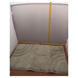 Plush Sage Green Rectangular Bath Mat with Curved