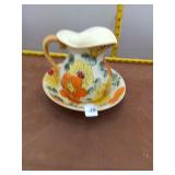 Vintage Enesco Japan Hand-Painted Floral Pitcher a
