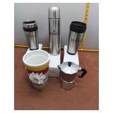 Gevalia Coffee Accessories Lot: Moka Pot, Thermos,