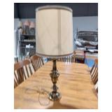 Vintage Brass-Toned Table Lamp with Large Drum Sha