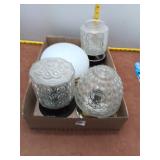 Vintage Glass Light Fixture Lot - 4 Assorted Flush