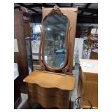 Oak Serpentine Vanity with Ornate Wishbone