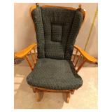 Victory Land Wooden Glider Rocker with Forest Gree