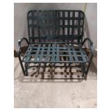 Vintage-Style Dark Green Metal Glider Bench