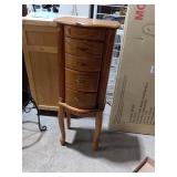 Elegant Oak-Finish Standing Jewelry Armoire
