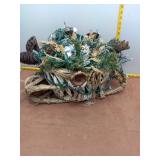 Rustic Lit Woven Fiber Holiday Sleigh Centerpiece