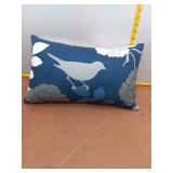 Blue and White Bird Floral Decorative Lumbar Pillo