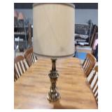 Vintage Ornate Brass-Finished Table Lamp with Drum
