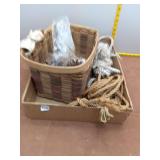 Woven Basket with Decorative Rope and Cord Lot