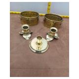 Vintage Brass Home Decor Lot - Planters & Candlest
