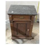 Vintage Marble-Top Nightstand w/ Drawer