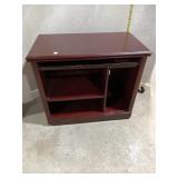 Rolling Computer Desk - Mahogany Finish