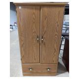 Oak Armoire Cabinet w/ Drawers